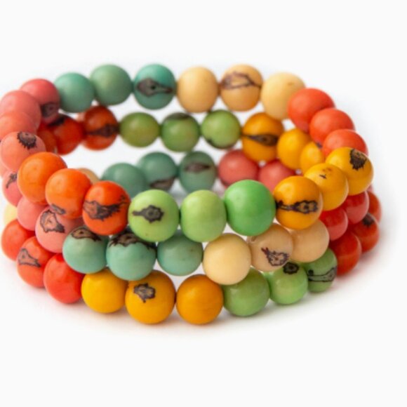 TAGUA Stackable Sustainable Vegan Ivory Bead Bracelets - Picture 3 of 9